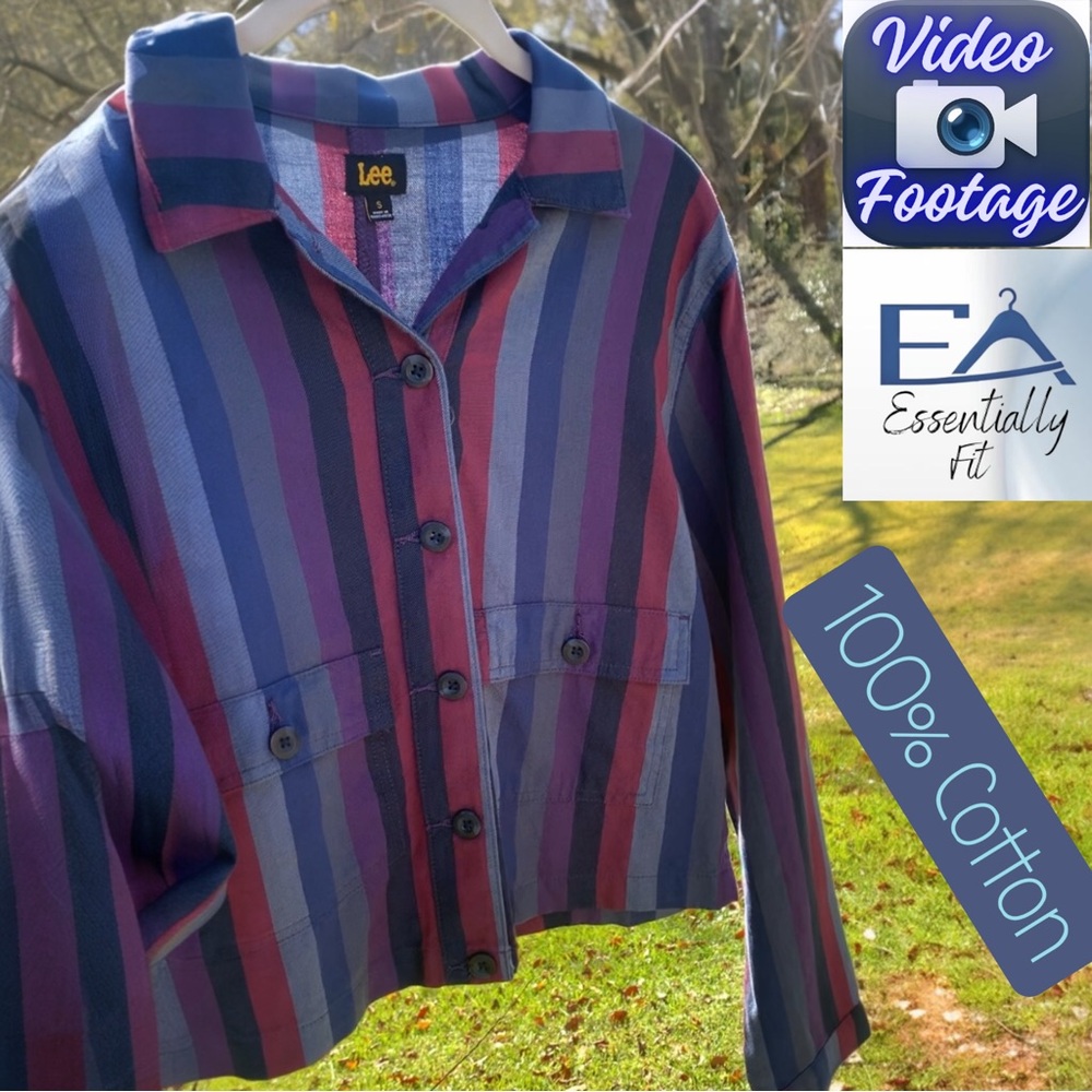 Lee Vintage Modern Denim Vertical Stripe Chore Shirt Jacket